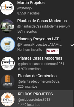 Canas do youtube de projeto de casas modernas com mais de 12 mil membros